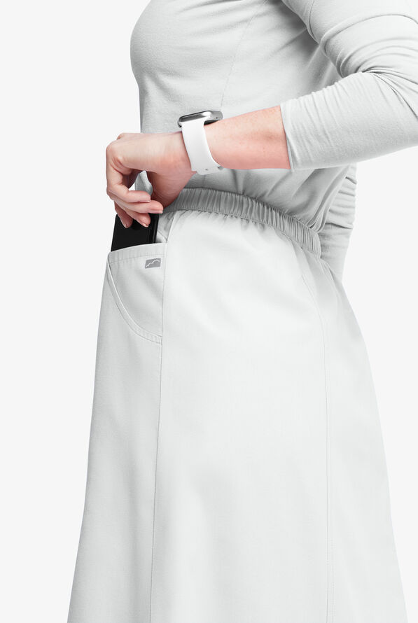 Falda médica estilo acampanada Butter-Soft Originals al tobillo con 4 bolsillos para mujer - White - 2