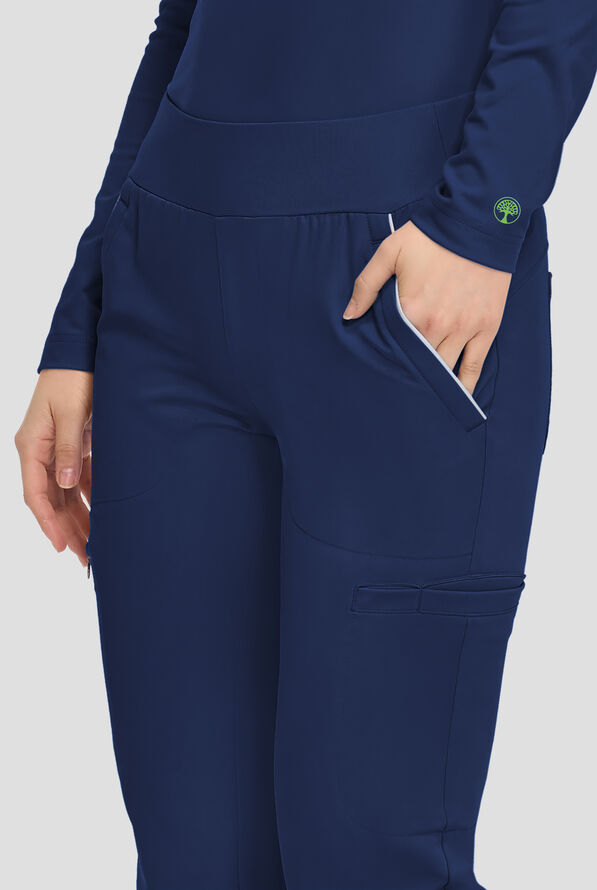 Healing Hands 360 Joelle Women's 6-Pocket STRETCH High Waist Flare Leg Scrub Pants - Navy - 5