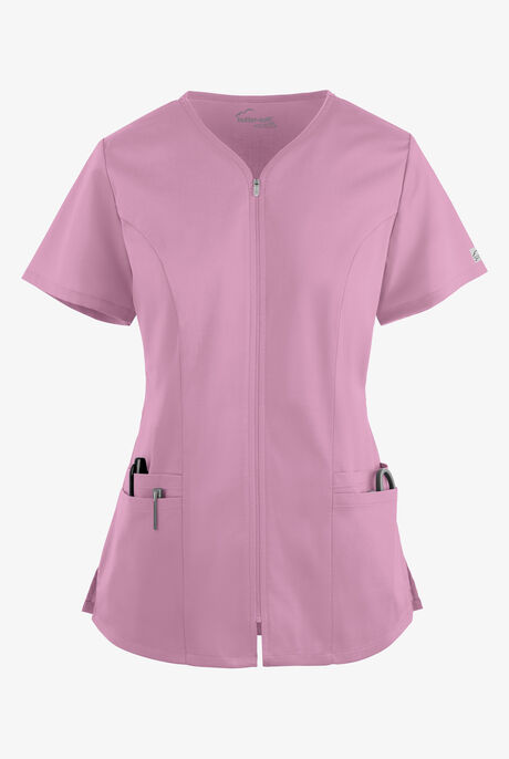 Butter-Soft STRETCH Women's 4-Pocket Smooth Face Zipper Scrub Top