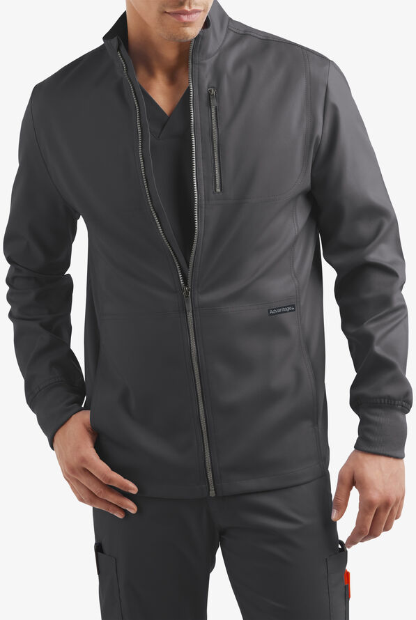 Advantage STRETCH Men's 4-Pocket Zip Front Warm-Up Scrub Jacket - Pewter - 6