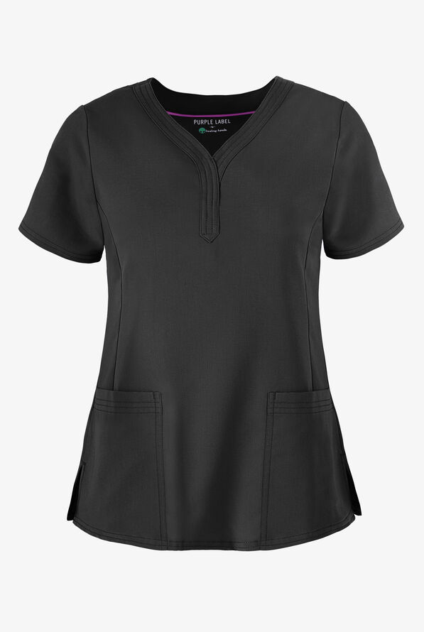 Healing Hands Purple Label Jane Women's 2-Pocket STRETCH Scrub Top - Black - 1