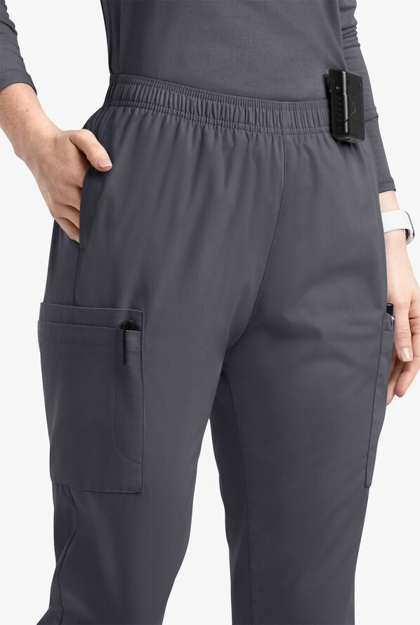 Butter-Soft Originals Women's 7-Pocket Tapered Jogger Cargo Scrub Pants - Pewter - 2