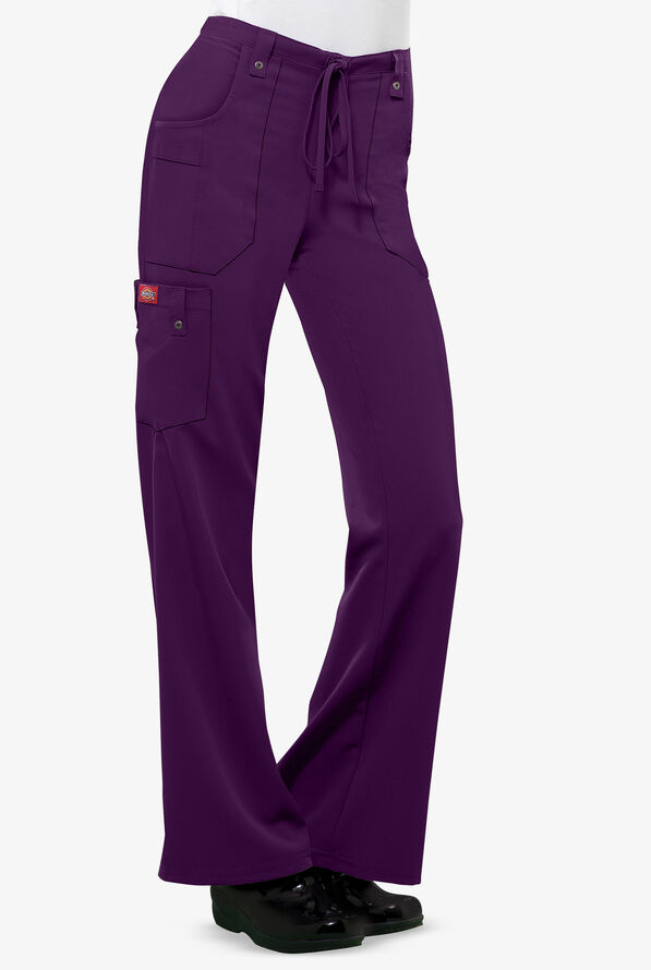 Dickies Xtreme STRETCH Women's 4-Pocket Drawstring Scrub Pants - Eggplant - 1