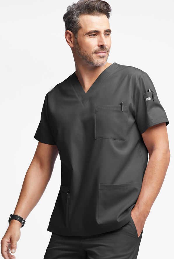 Butter-Soft Originals Men's 6-Pocket V-Neck Scrub Top - Black - 2