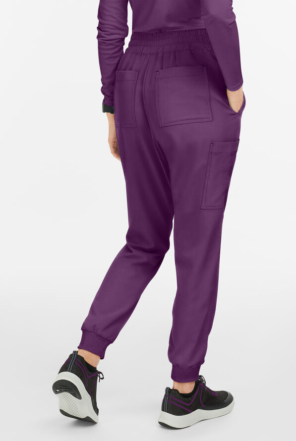 koi Basics Gemma Women's 5-Pocket STRETCH Cargo Jogger Scrub Pants - Eggplant - 3