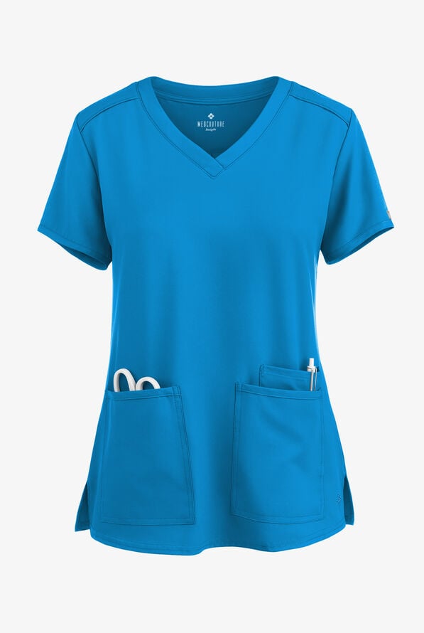 Med Couture Insight Women's 3-Pocket V-Neck Scrub Top - Ocean Abyss - 1