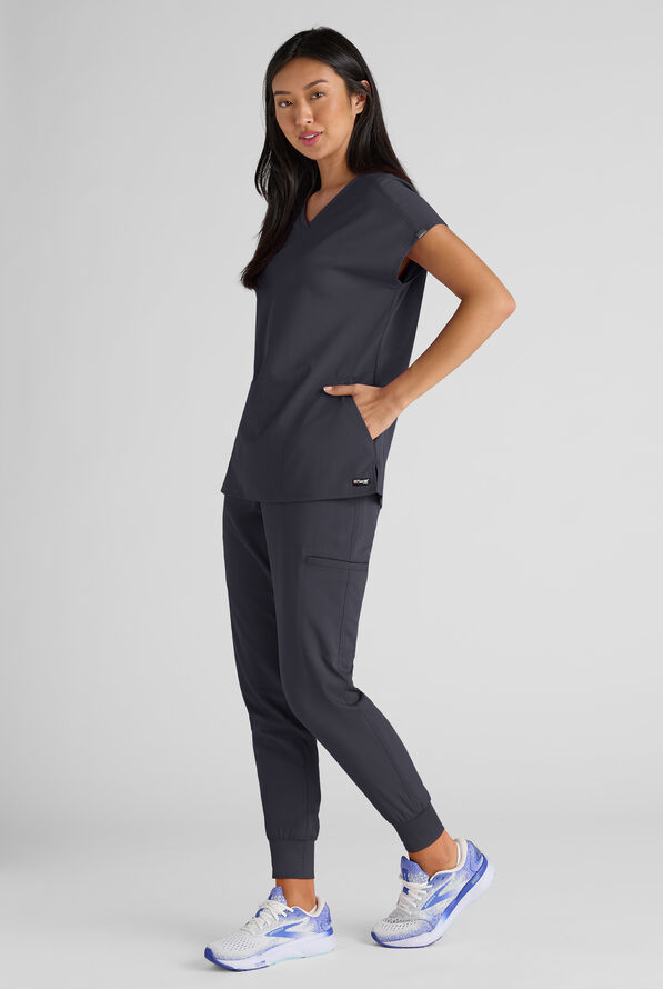 Grey's Anatomy by Barco Emerge Rylee Women's 6-Pocket STRETCH Mid Rise Jogger Scrub Pants - Steel Gray - 7