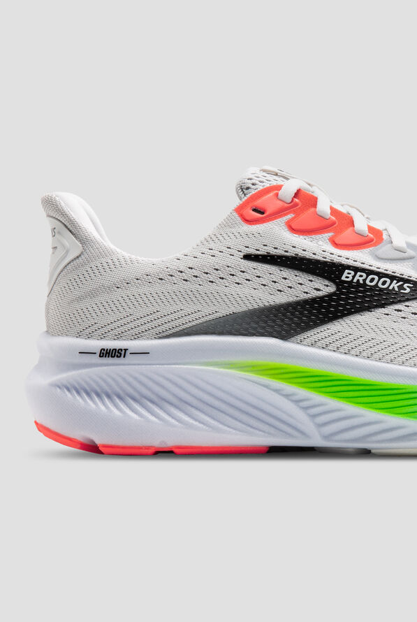 Brooks Men's Ghost 17 White/Pink Clay/Gecko Athletic Lace Up Shoes - null - 4