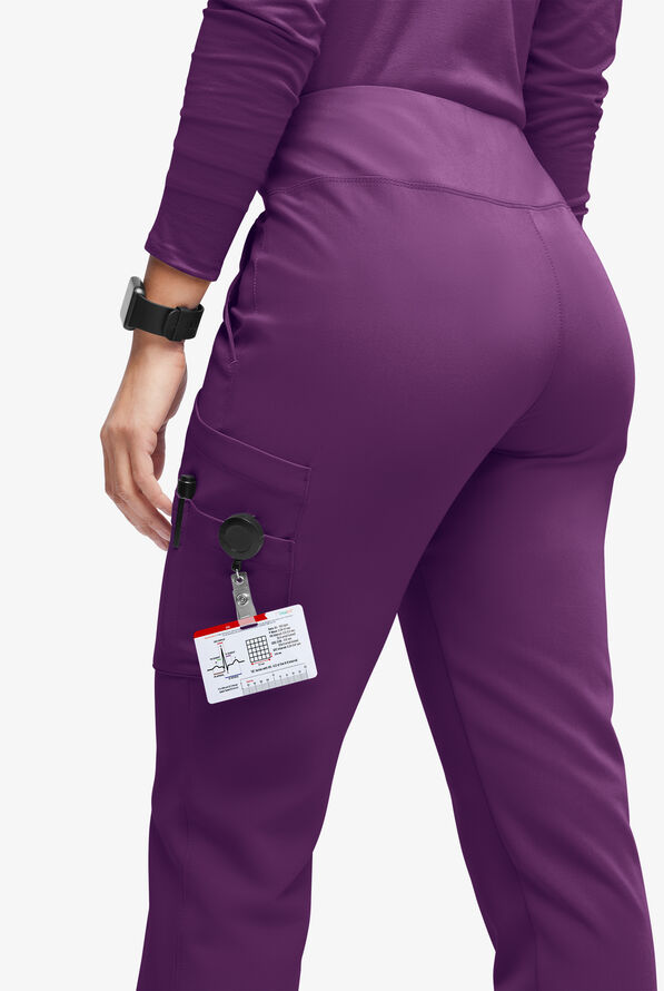 Movement by Butter-Soft Carina Women’s 7-Pocket Skinny Yoga Inspired  Scrub Pant - Petite - Eggplant - 2