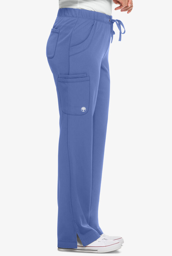 HH Works by Healing Hands Rebecca Women's 6-Pocket STRETCH Drawstring Waist Cargo Scrub Pants - Ceil Blue - 3