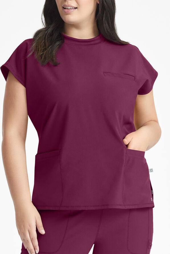 Blusa médica Cherokee Infinity STRETCH con mangas dolmán y 4 bolsillos para mujer - Wine - 2