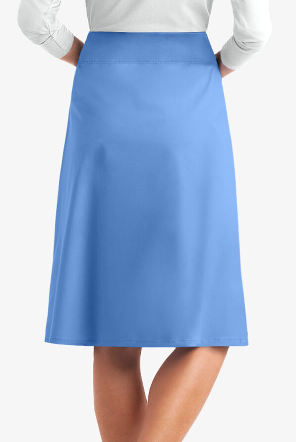 Butter-Soft STRETCH Women's 2-Pocket Drawstring Scrub Skirt - Ceil Blue - 2