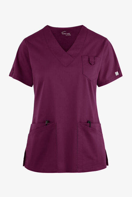 Butter-Soft STRETCH Women's 6-Pocket V-Neck Scrub Top