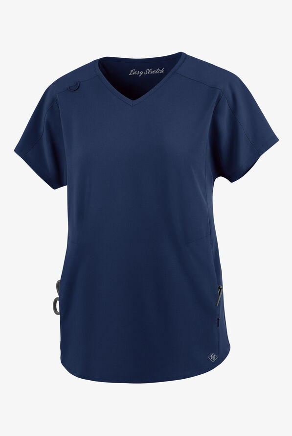 Easy STRETCH Sierra Women's Oversized 2 Pocket V-Neck Scrub Top - Navy - 1