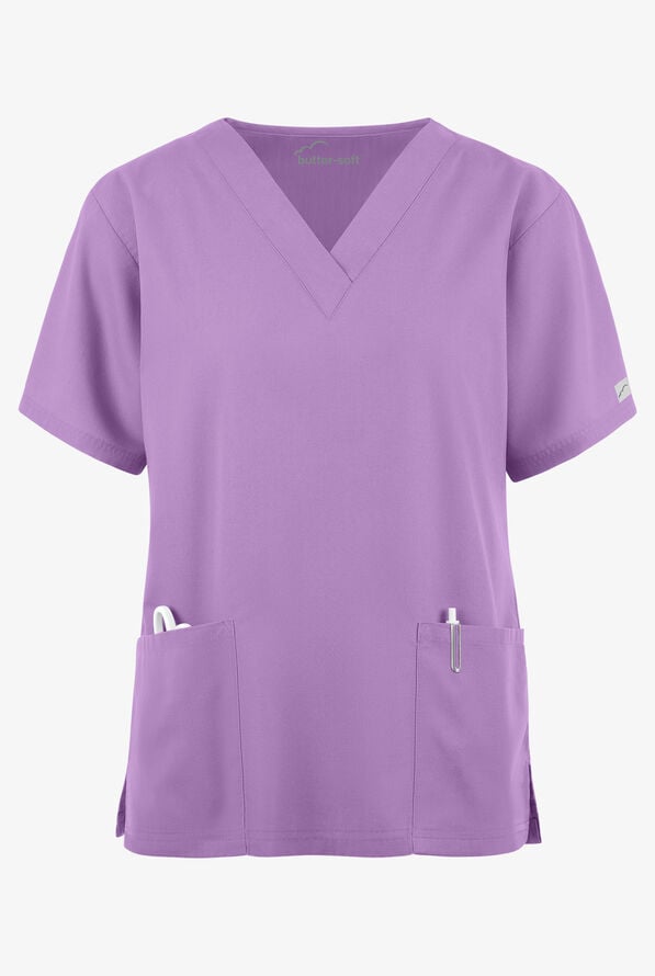 Butter-Soft Core Women's 2-Pocket V-Neck Scrub Top - Orchid - 1