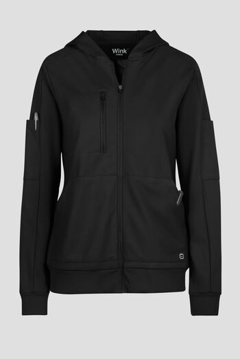 Wink Renew Knit Women's 4-Pocket STRETCH Front Zip Scrub Hoodie Jacket