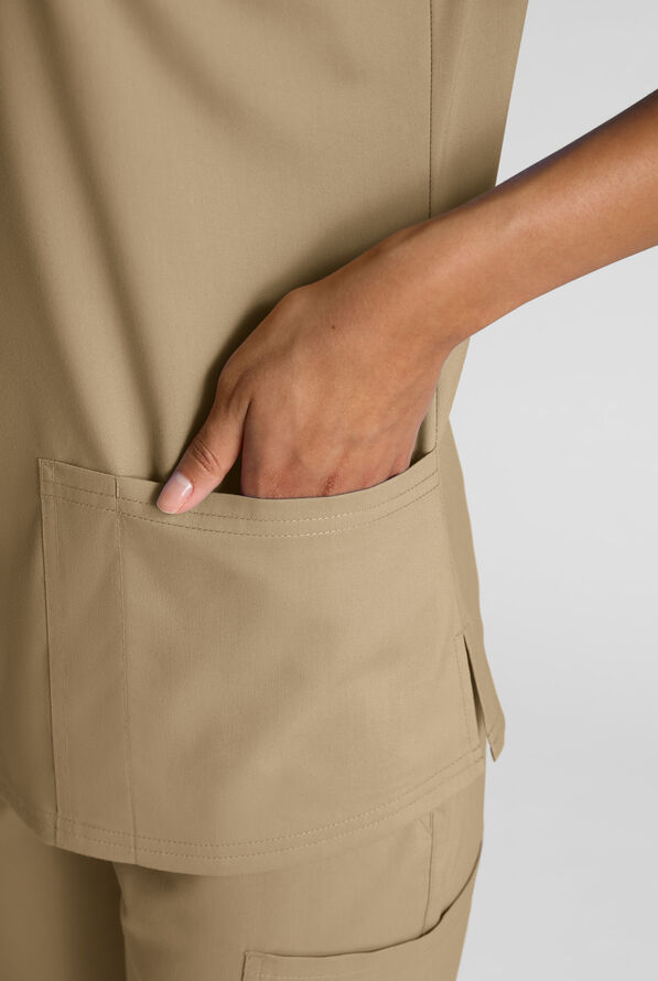 Butter-Soft STRETCH Women's 4-Pocket V-Neck Scrub Top - Golden Sand - 6