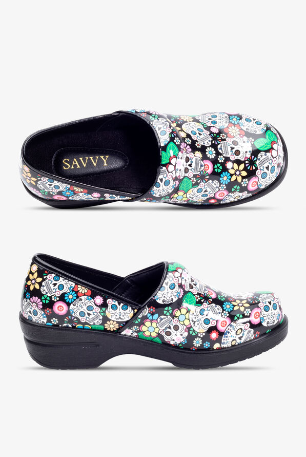 Savvy Women's Brandy Sugar Skull 2 Patent Leather Nursing Clogs - null - 1