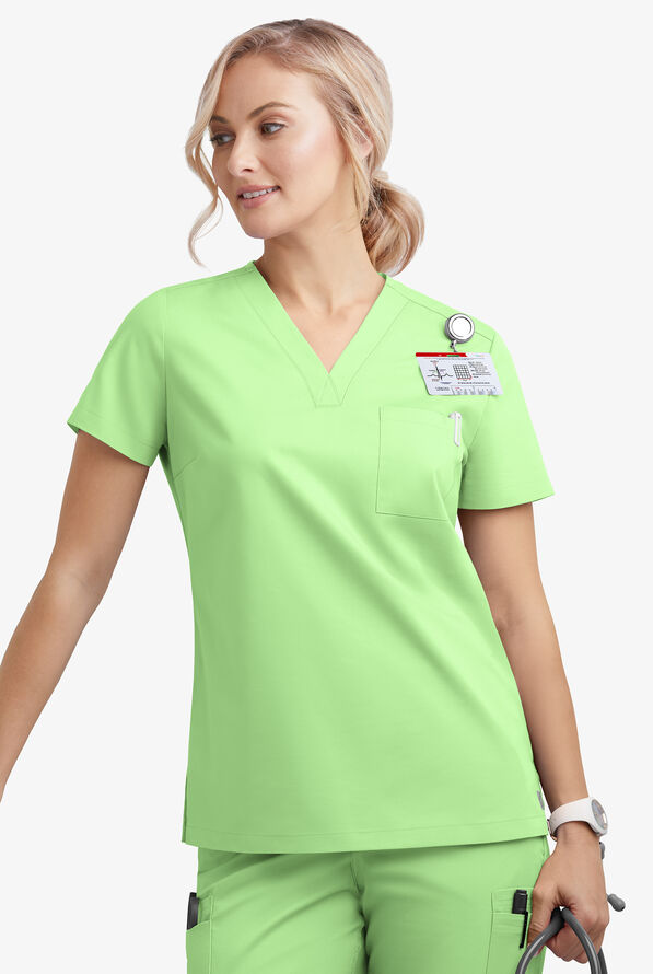 Blusa m&eacute;dica Butter-Soft STRETCH con cuello en V y 2 bolsillos para mujer - Spearmint - 3