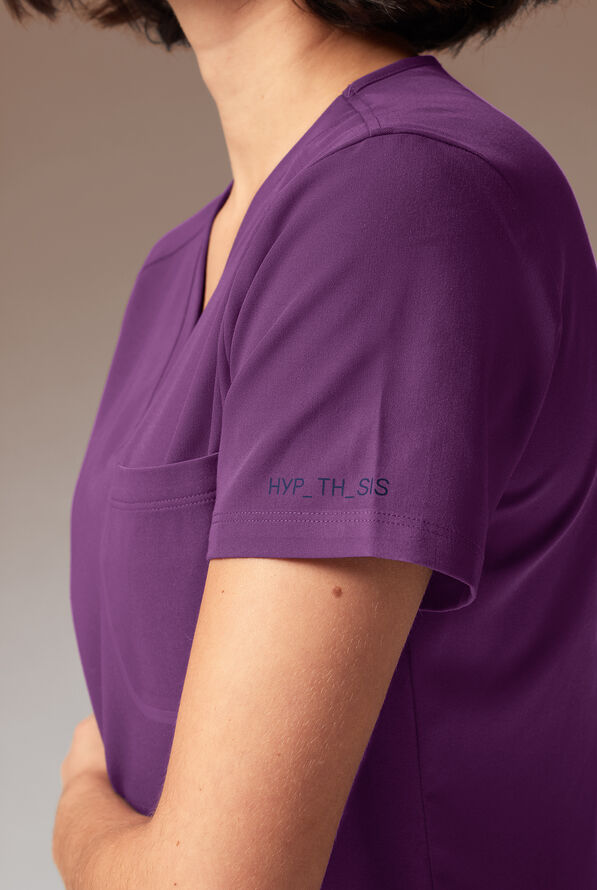 Hypothesis Meta-Base Women’s Single Pocket V-Neck Tuck In/Wear Out Scrub Top - Eggplant - 5