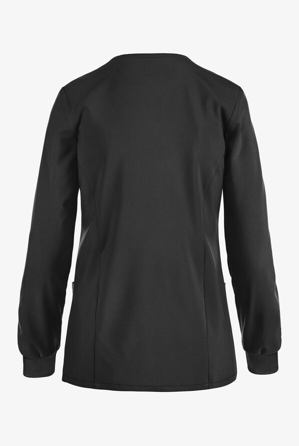 Dickies EDS Essentials Women's 2-Pocket STRETCH Snap Front Scrub Jacket - Black - 2