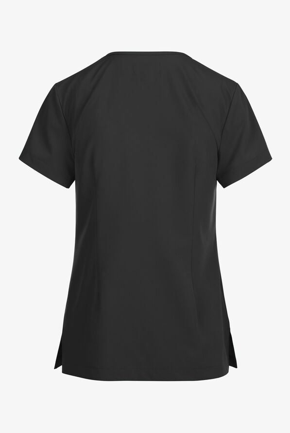 Planet koi Enik Women's 2-Pocket STRETCH Rouched V-Neck Scrub Top - Black - 2