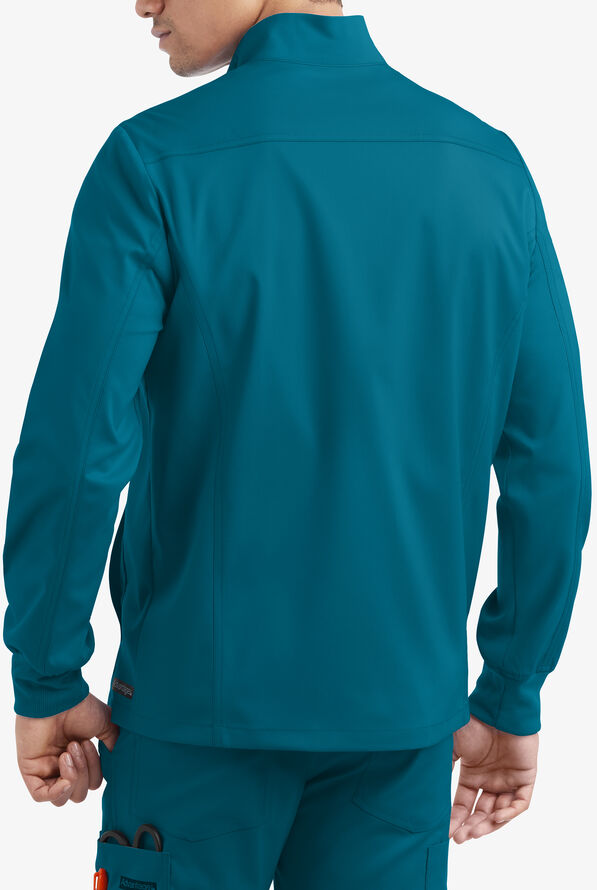 Advantage STRETCH Men's 4-Pocket Zip Front Warm-Up Scrub Jacket - Caribbean Blue - 2