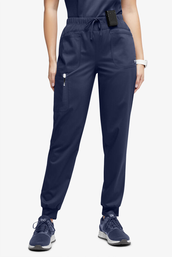 UA Exclusive Cherokee Workwear Revolution Women's 4-Pocket STRETCH Cargo Jogger Scrub Pants - Navy - 1