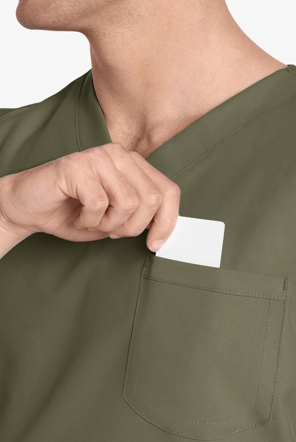 Cherokee Workwear Originals Ultra Unisex 1-Pocket V-Neck Scrub Top - Olive - 3