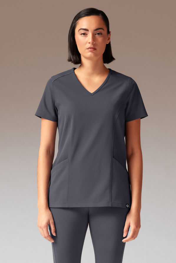 Hypothesis Meta-Base 2 Women’s 2-Pocket V-Neck Scrub Top - Pewter - 3