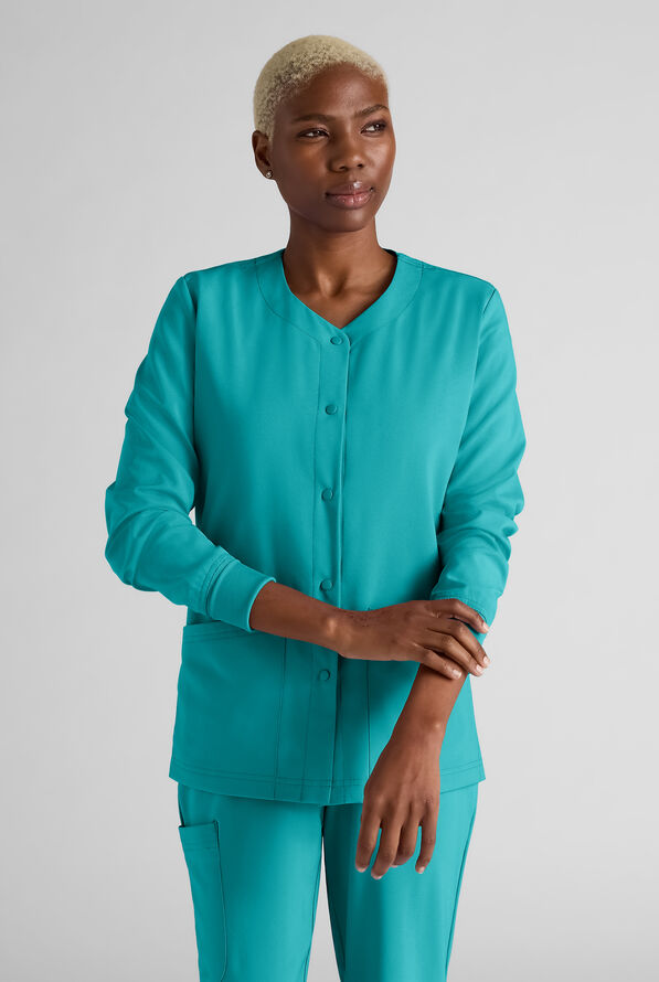 Chaqueta m&eacute;dica Easy STRETCH con botones a presi&oacute;n y 3 bolsillos para mujer - Teal - 1