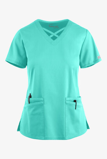 Blusa m&eacute;dica UA Butter-Soft STRETCH con lazos entrecruzados y 4 bolsillos para mujer