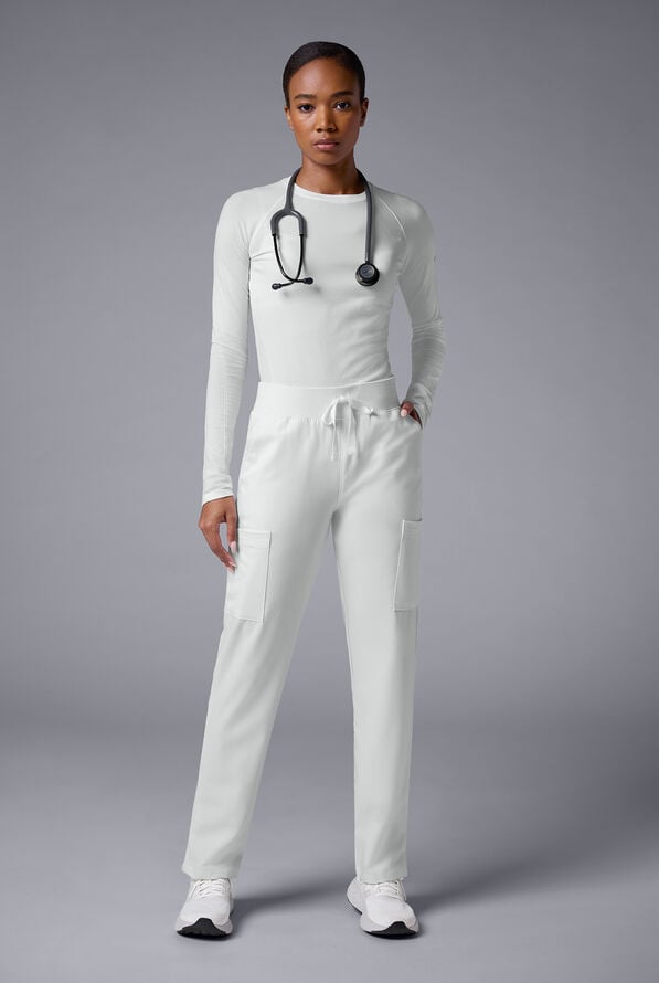 Hypothesis Women's Base 7-Pocket Straight Leg Cargo Scrub Pant - White - 3