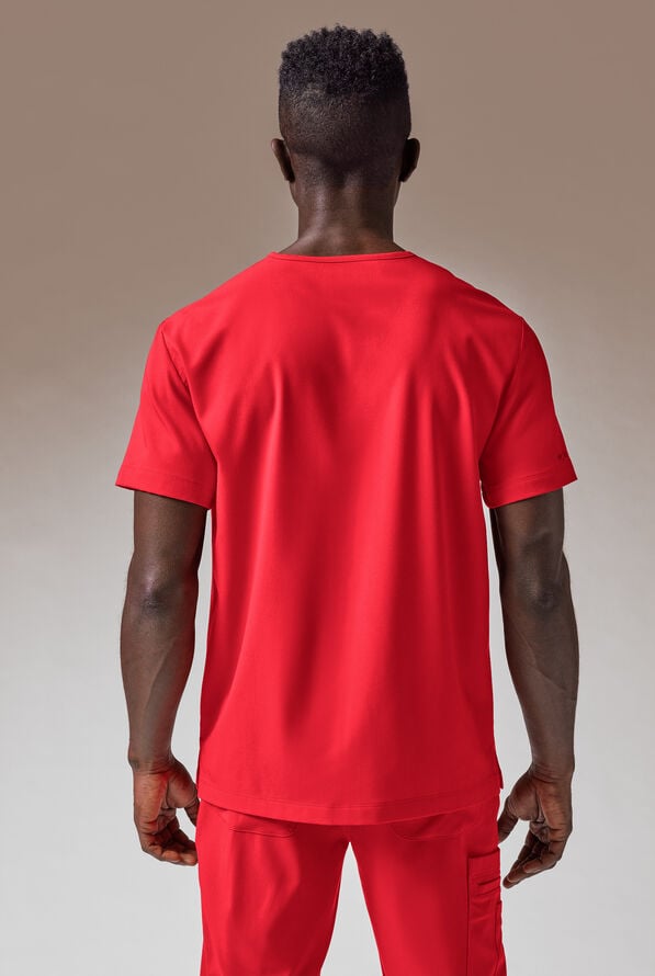 Hypothesis System Men’s 3-Pocket V-Neck Tuck In/Wear Out Scrub Top - Hemoglobin - 3