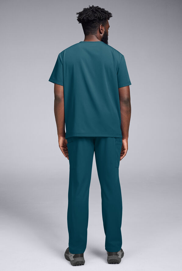 Camisa m&eacute;dica Hypothesis S-R Shift Ready con cuello en V y 4 bolsillos para hombre - Caribbean Blue - 3