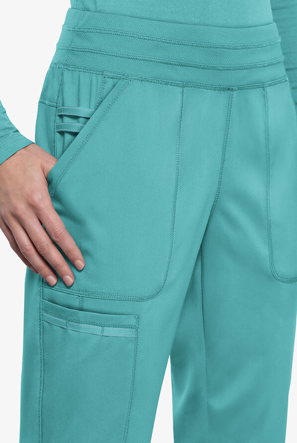 Cherokee Workwear Revolution Women's 5-Pocket STRETCH Elastic Waistband Half Jogger Scrub Pants - Soft Marine - 3