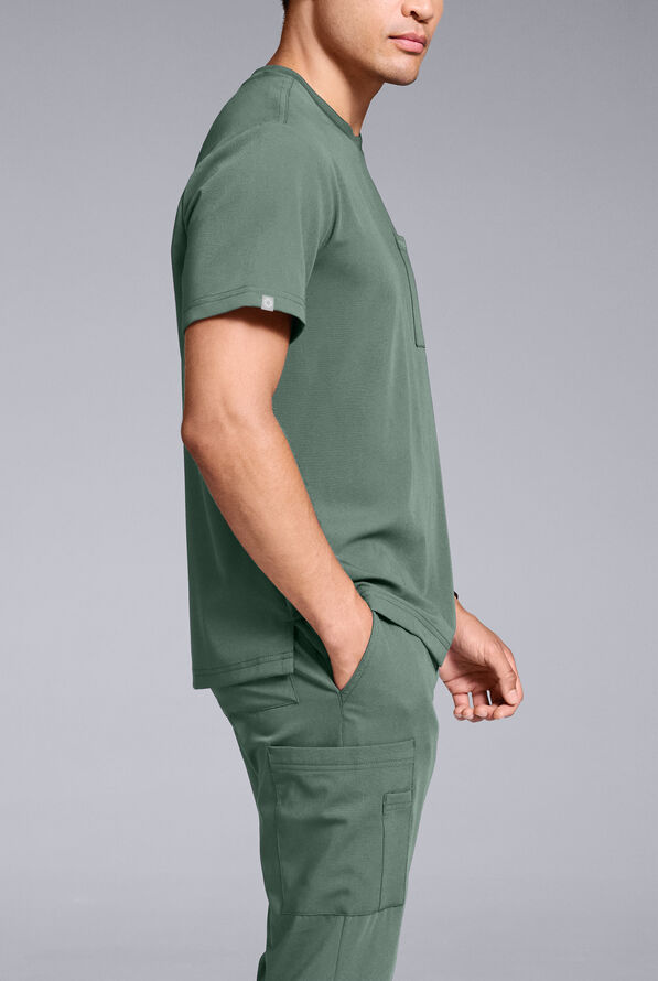 Hypothesis S-R Shift Ready Men’s 1-Pocket Tuck-In Crew Neck Scrub Top - Olive - 5