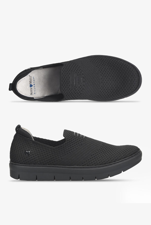 Nurse Mates Women's Adela II Black Woven Slip On Nursing Shoes - Black - 1