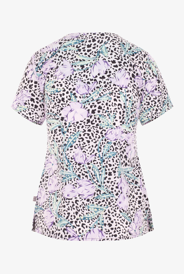 Blusa médica estampada Healing Hands Wild Beauty STRETCH con cuello en V y 3 bolsillos para mujer - null - 2