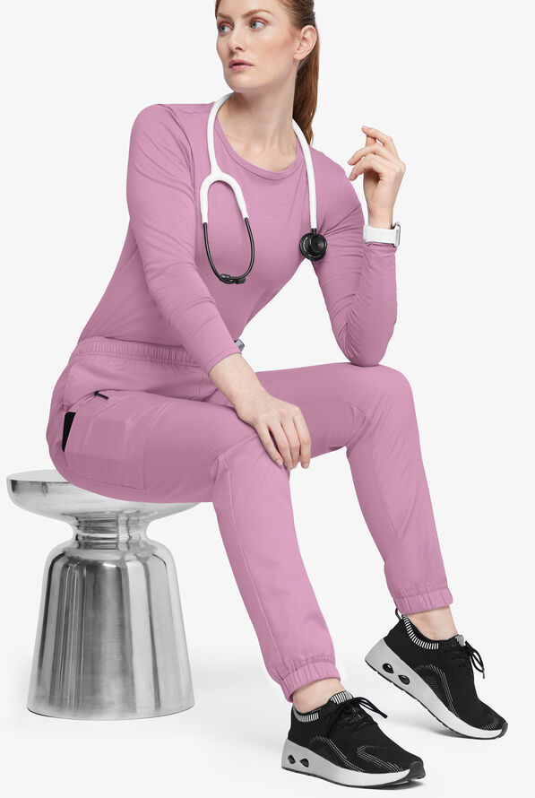 Butter-Soft Originals Women's 7-Pocket Tapered Jogger Cargo Scrub Pants - Smokey Mauve - 4