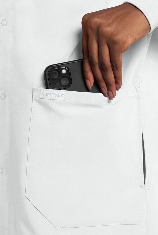 Cherokee Project Lab 40" Snap Front Lab Coat - White - 2
