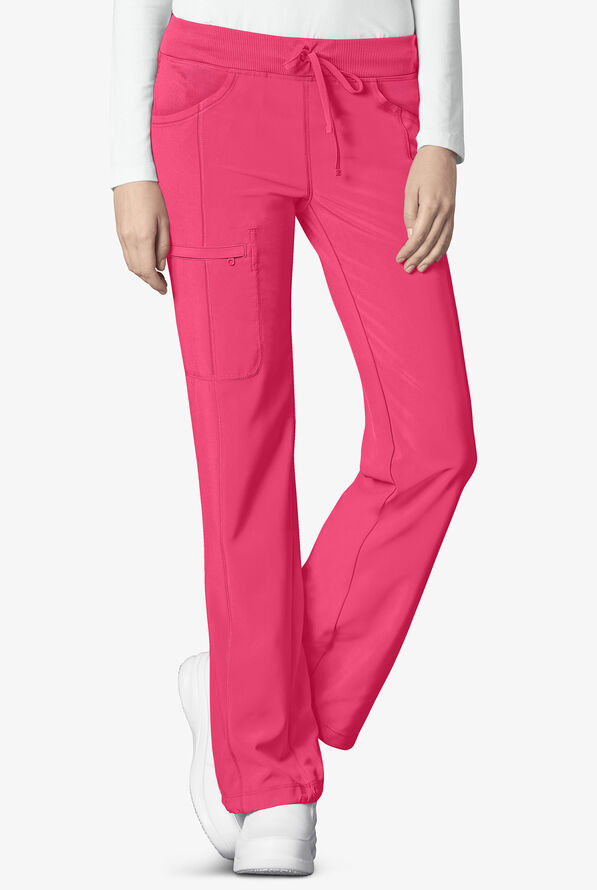 Infinity Women's 4-Pocket STRETCH Drawstring Scrub Pants - Petite - Carmine Pink - 1