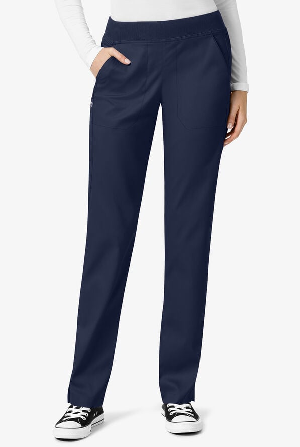 WonderWink PRO Women's 4-Pocket STRETCH Knit Waist Cargo Scrub Pants - Navy - 1