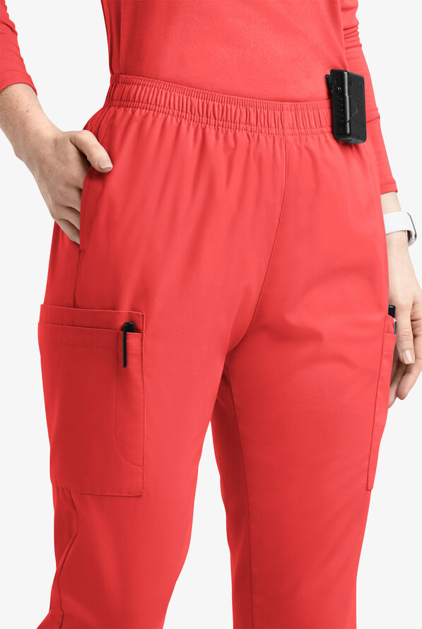 Butter-Soft Originals Women's 7-Pocket Tapered Jogger Cargo Scrub Pants - Radiant Red - 2