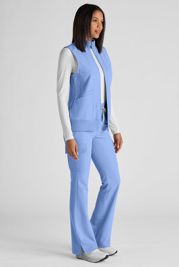 ReSurge Avon Women's 7-Pocket Flare Leg Cargo Scrub Pant - Petite - Ceil Blue - 8