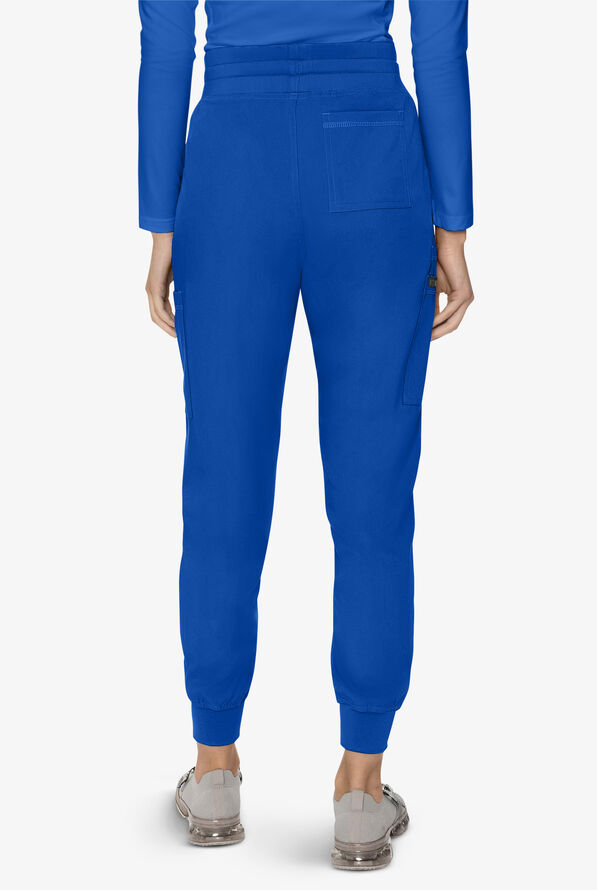 Med Couture Touch Women's 6-Pocket STRETCH High Waisted Double Cargo Jogger Scrub Pants - Royal - 4