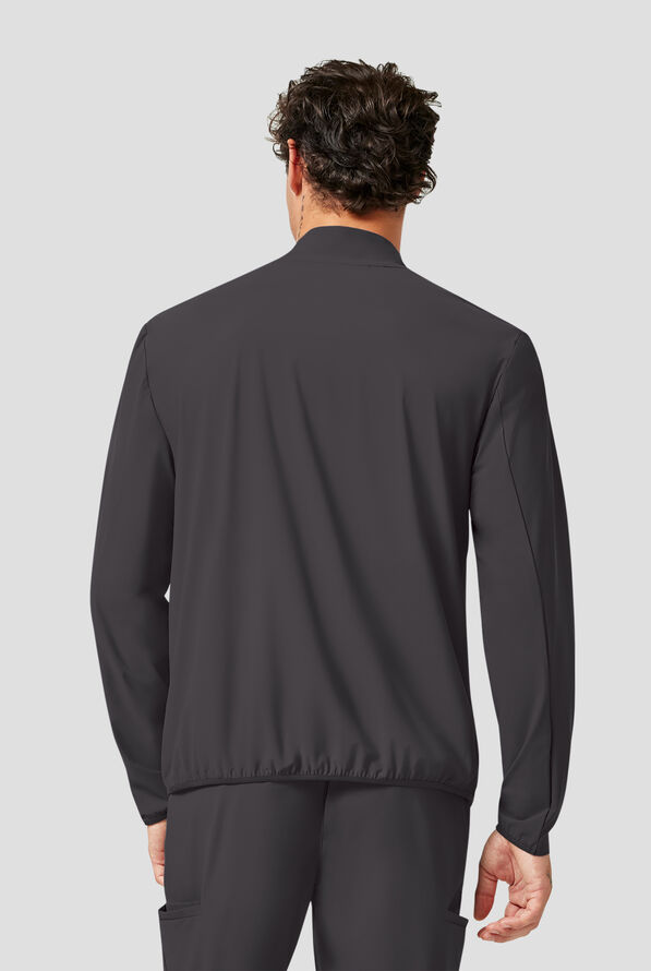 Infinity Pursuit Men's 3-Pocket STRETCH Front Zip Warm-Up Scrub Jacket - Pewter - 4