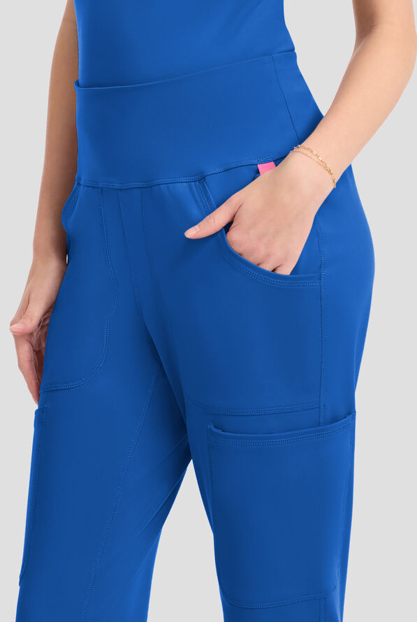 Med Couture Amp Knit Women's 5-Pocket STRETCH High-Rise Cargo Jogger Scrub Pant - Royal - 3
