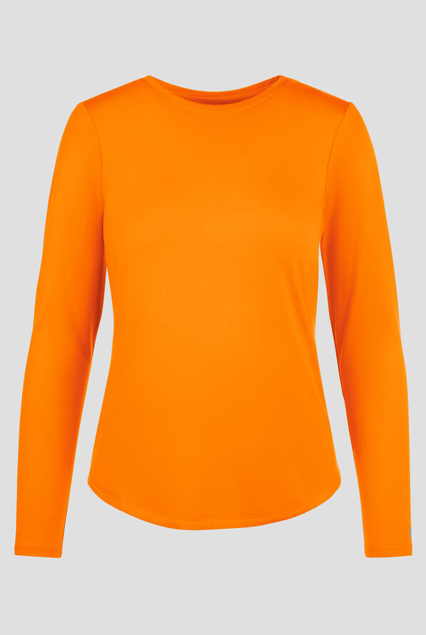 Zavate Ava Therese Tiffany Women's Knit STRETCH Long Sleeve Underscrub - Orange Glow - 1