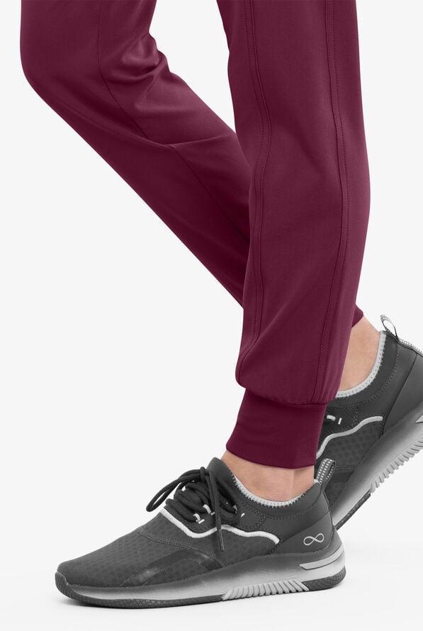 Pantalón médico Cherokee IFLEX estilo cargo jogger con 7 bolsillos y cintura elástica tejida para mujer - Wine - 7